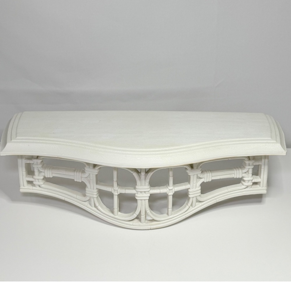 Vintage 1986 Home Interiors Faux Bamboo Wall‎ Shelf White Lattice 3067 Regency